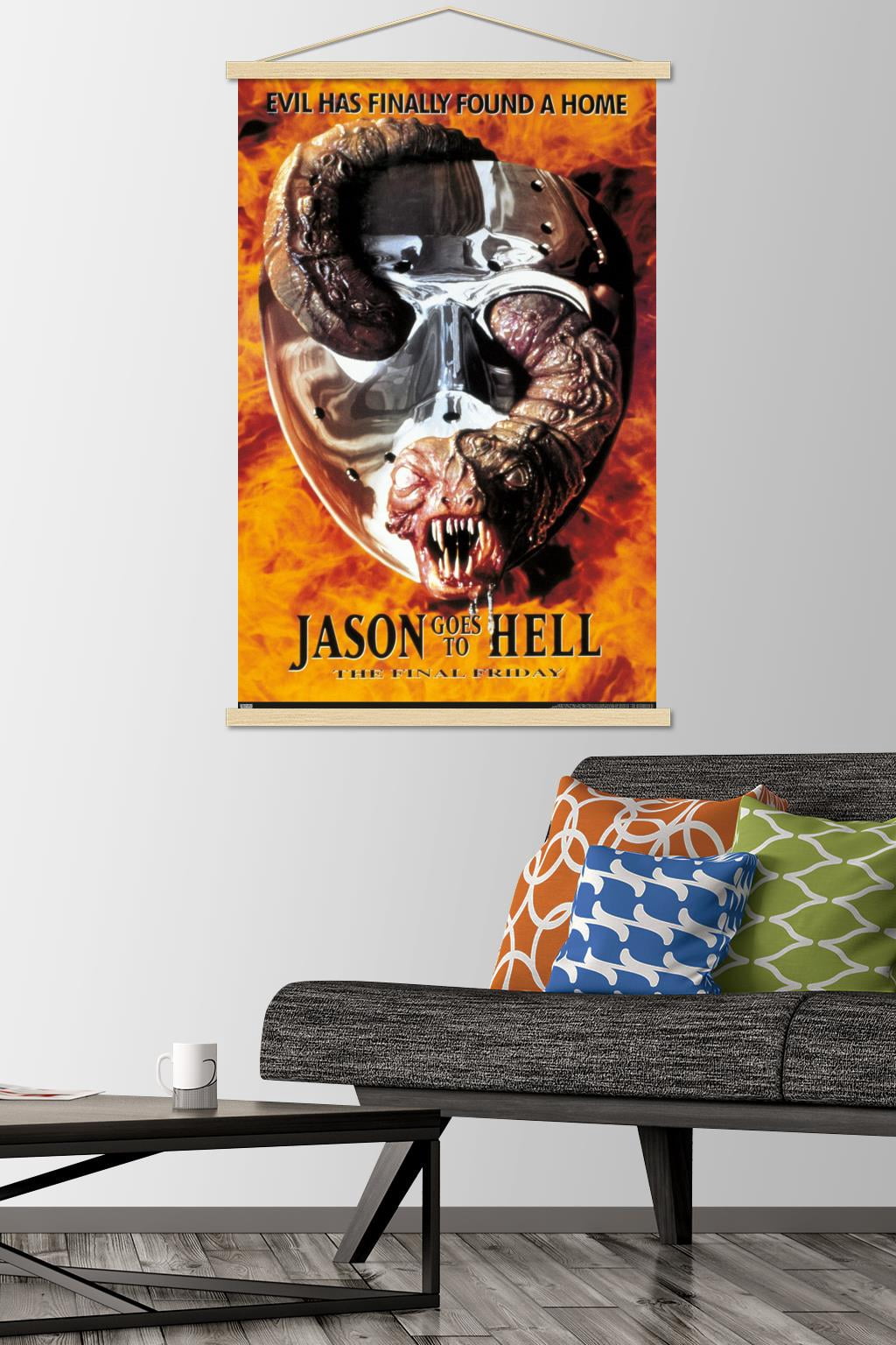 Friday The 13th: Jason Goes To Hell - One Sheet Wall Poster with Wooden Magnetic Frame, 22.375" x 34"