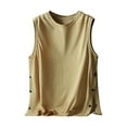 thumbnail image 2 of ZyeKqe Mens Tank Top Sleeveless Button up Shirts Round-Neck Loose Fitting Summer Tees T Shirts, 2 of 6