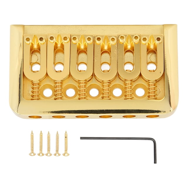 Puente de guitarra fijo de 76 mm con espaciado de cuerdas en forma de U y silleta de rodillos para guitarra eléctrica, dorado