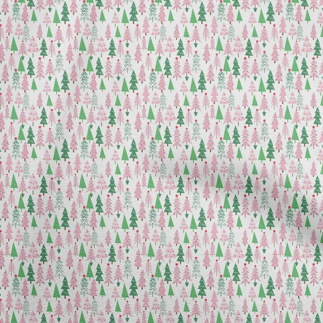 oneOone Cotton Flex Light Pink Fabric Christmas Dress Material Fabric Print Fabric By The Yard 40 Inch Wide