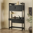 thumbnail image 5 of Walker Edison Transitional Reeded Desk with Hutch and Drawers, Black, 5 of 20
