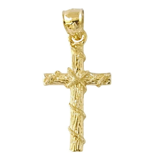 14K Yellow Gold Cross 3D Solid Pendant