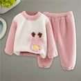 thumbnail image 5 of Lovskoo 5M-5T Little Boys Girls Coral Velvet Pajamas Fall and Winter Thickened Warm Home Clothes Kids Baby Flannel Clothes Pink, 5 of 6