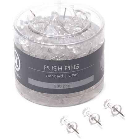 Push Pin Counter IUIT Push Pins, Clear Plastic Head, Steel Point, 200-Count - 658U08-24 ...