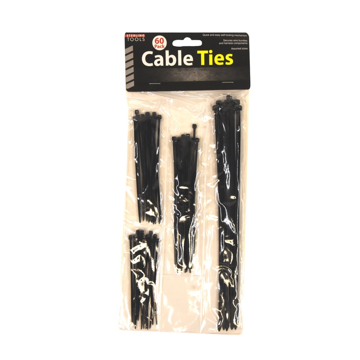 60pc Assorted Heavy Duty Nylon Cable Wire Strap Black Zip Tie Down Set New House Home Essential