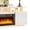 White - High Gloss, variant on Ktaxon 70" Farmhouse TV Stand with Fireplace, Wood Entertainment Center with LED for TVs up to 80", 4 Barndoor Storage, 23" Electric Fireplace Mantel, Rustic Brown