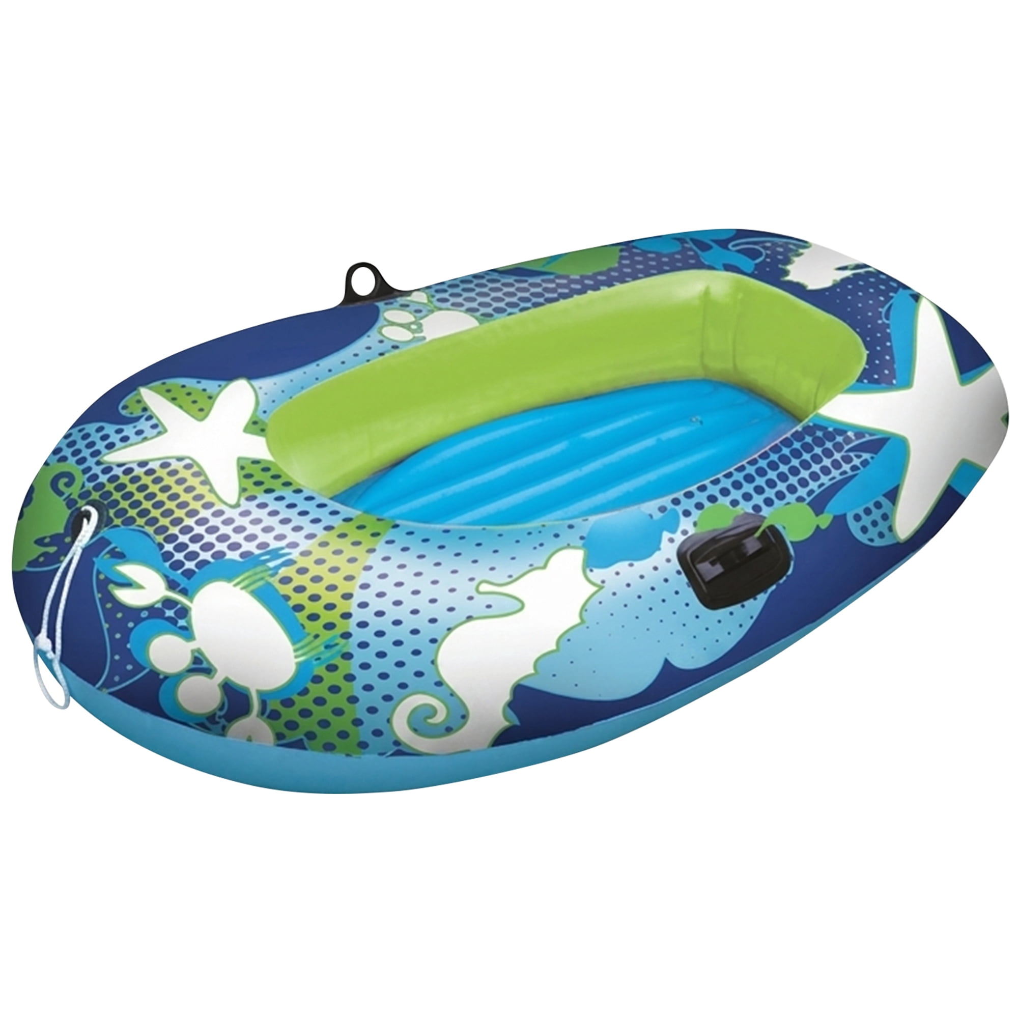 Swim Central 59" Blue and Lime Green Inflatable Aqua Fun Swimming Pool Deep Sea Water Sport Boat