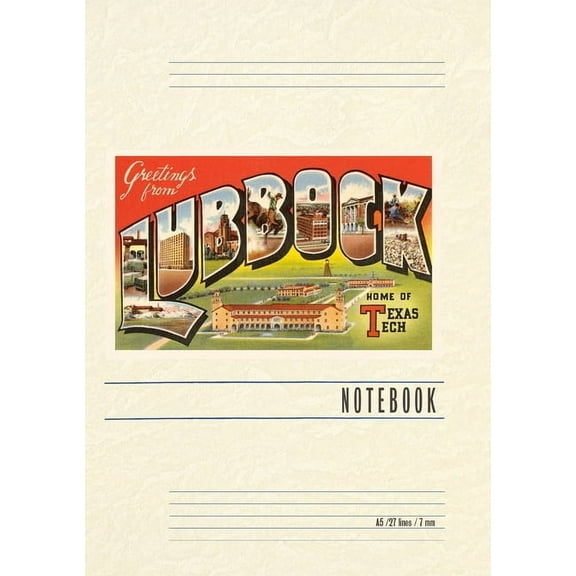 Vintage Lined Notebook Greetings from Lubbock, Texas, (Paperback)