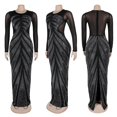 thumbnail image 4 of Vestido largo Zoctuo de malla transparente con diamantes de imitación negro XL para mujer, 4 of 6