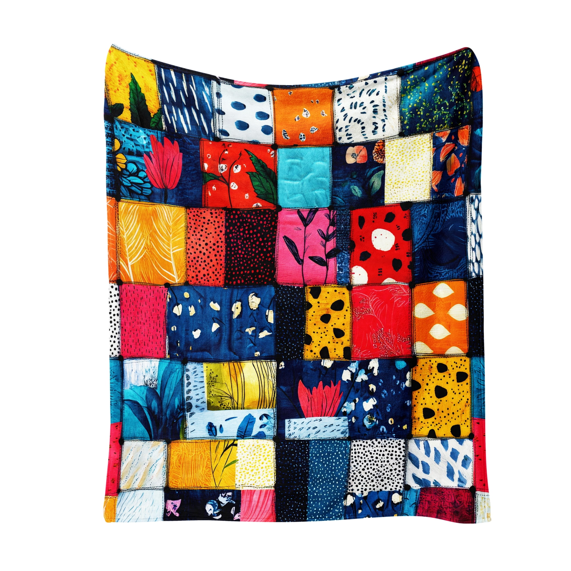 Flannel Fleece Throw Blanket, Soft Large Throw Blanket, Lightweight Cozy Plush Throw Blanket Fit Sofa Bed, 40"x50", Patchwork Floral Pattern