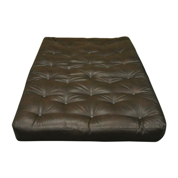 7" FeatherTouch I #624 Full Leather Futon Mattress-Color:Dark Brown,Material:Leather