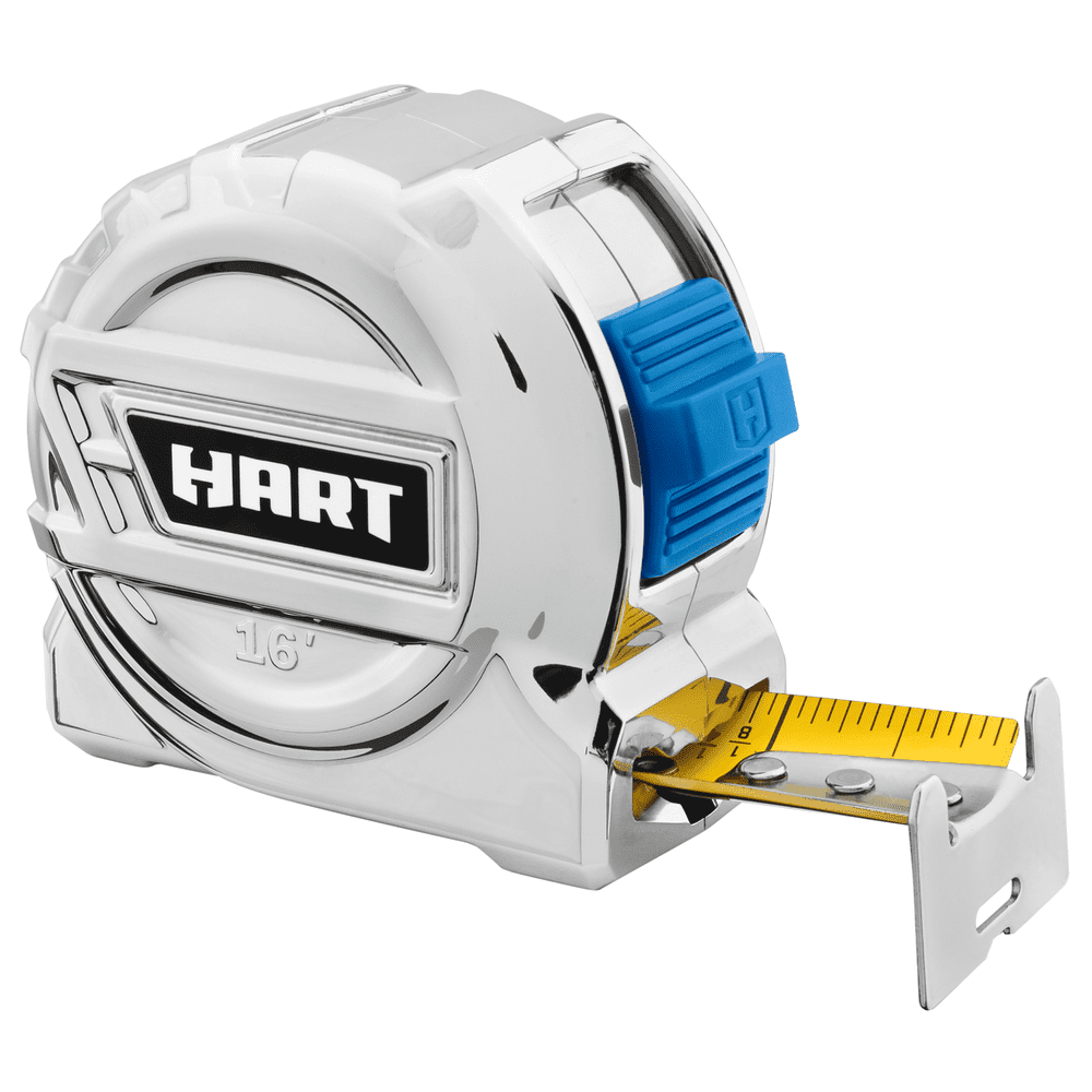 HART 16Foot Chrome Tape Measure, Fraction Markings