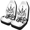 thumbnail image 1 of RYLABLUE Set of 2 Car Seat Covers Queen Typography Crown Textile Print T Universal Auto Front Seats Protector Fits for Car,SUV Sedan,Truck, 1 of 5