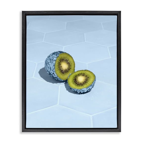 Stupell Industries Contemporary Blue Glimmer Kiwi Black Floating Frame Canvas Art, 17 x 21, by LISH Creative