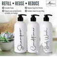 thumbnail image 2 of Alora 16oz Refillable Shampoo and Conditioner Dispenser Bottles - Set of 3 - Pump Bottle Dispenser for Shampoo, Conditioner, Body Wash - Empty Plastic Refillable Containers for Shower, Matte White, 2 of 4