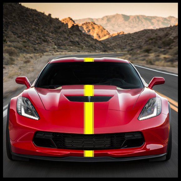 Sticker Connection | Racing Stripes | Hood Rally Vinyl Race Stripes | (4"x72", Yellow)