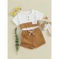 thumbnail image 4 of Musuos Toddler Boys Shorts Sets 6 12 18 24M 3Y Short Sleeve Contrast Color Tops and Solid Color Shorts Sets Casual Summer Outfits, 4 of 10