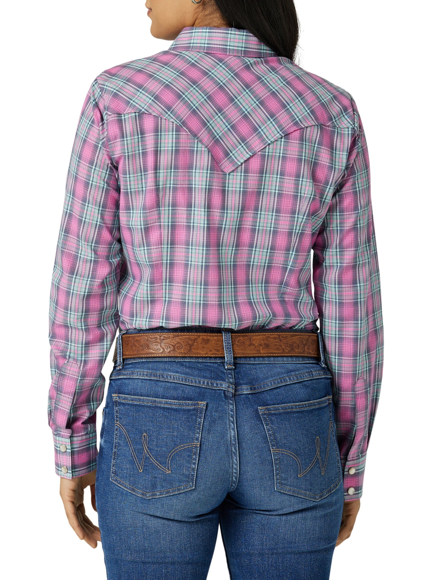 Wrangler® Women's Long Sleeve Western Snap Plaid Shirt