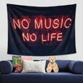 thumbnail image 4 of 1pc NO MUSIC NO LIFE Fluorescent tapestry, UV black light floral and plant tapestry, bedroom home decoration wall hanging (GT3829,130x150cm), 4 of 6