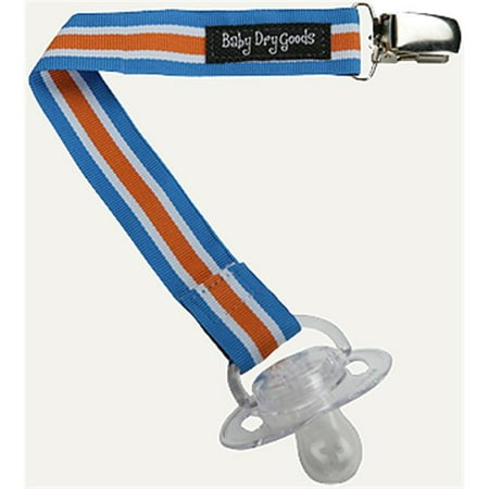 Baby Dry Goods 030-35 Blue-Orange-White Stripes Pacifier Clip