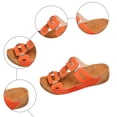 thumbnail image 3 of Rokment Geometic Wedges Slides Sandals for Women 2026 Fashion Comfortable Casual Leather Orthopedic Platform Dress Slip on Summer Shoes Orange Size 7, 3 of 5