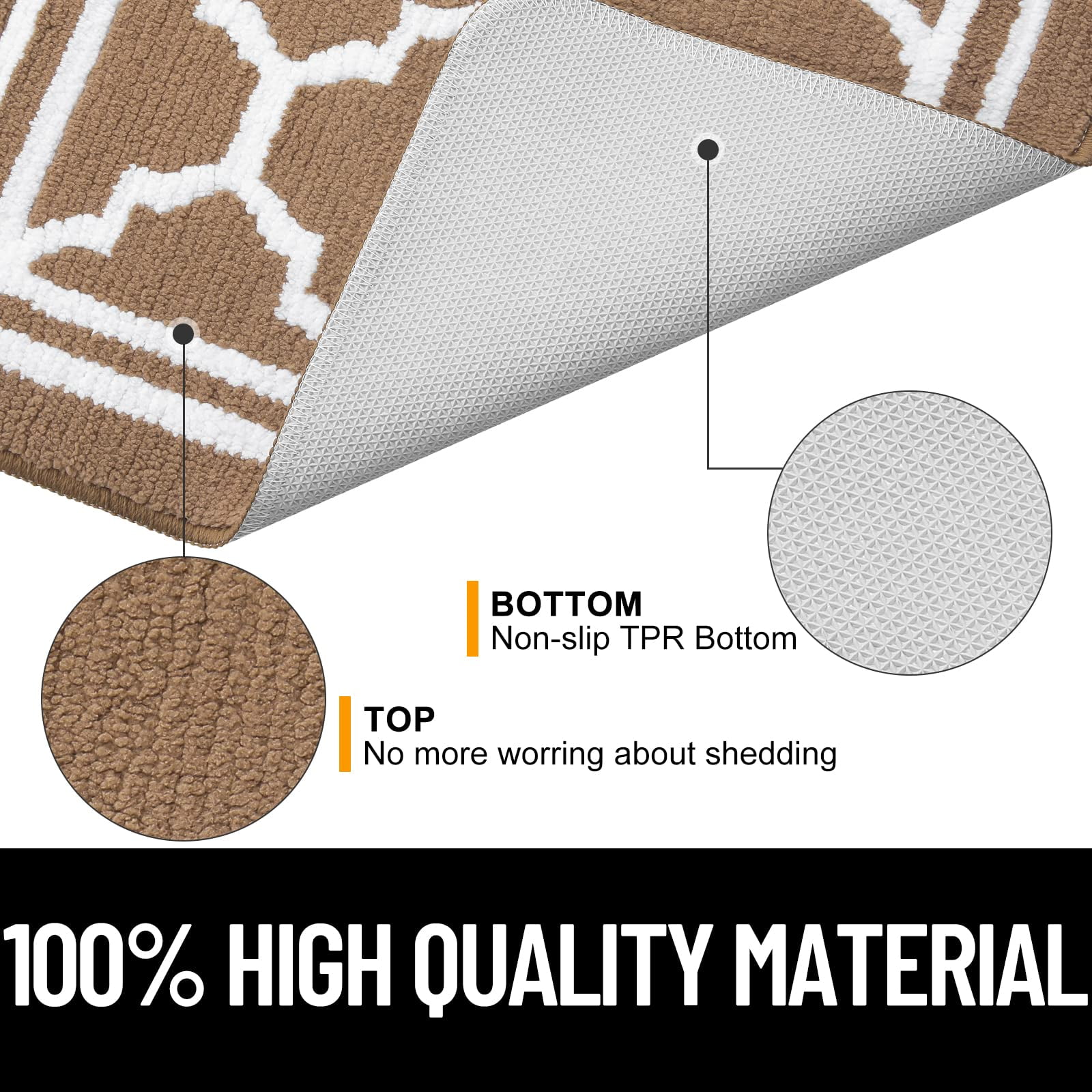 Buganda Door Mats Indoor, 20"×32", Water Absorbent Low Profile Anti-Slip Front Door Mat, Door Rugs for Entrance, Brown