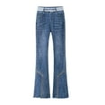 thumbnail image 3 of Jean de mezclilla informal para mujer, ropa de longitud completa, estiramiento acampanado para damas de oficina azul Yuyangstore Vaqueros, 3 of 8