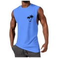 thumbnail image 3 of Siilsaa Men's Summer Tank Top Shirt Tropical Printed Sleeveless Shirts Fitted Muscle Tank Tops Sport Round Neck T-Shirt Blue,S, 3 of 5