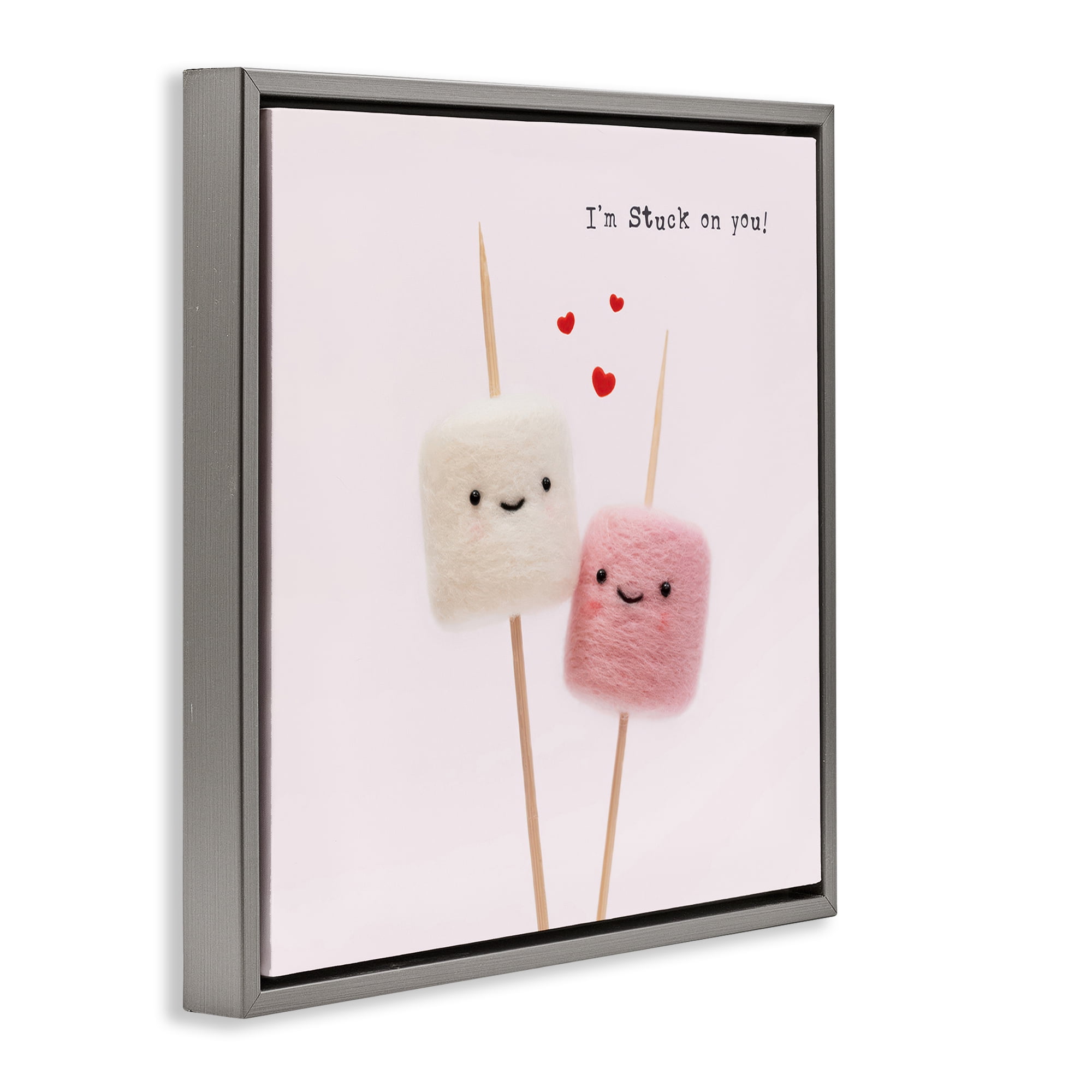 Stupell Industries Cute Stuck On You Food & Beverage Painting Gray Floater Framed Canvas Art Print Wall Art, 18 x 18