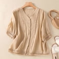thumbnail image 5 of Bixock Women's Maternity Tops 3/4 Sleeve Button Down Maternity Shirts Crew Neck Maternity Blouse Soft Breathable Pregnant Tops Comfortable Maternity Clothings, 5 of 6