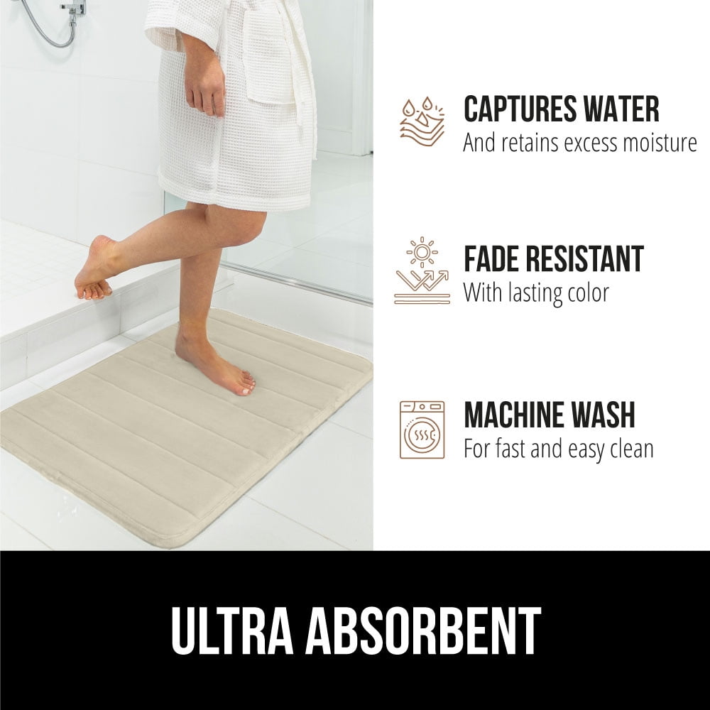 GORILLA GRIP Bathroom Rug, Soft Absorbent Memory Foam Shower Floor Mat, 36x24 Champagne
