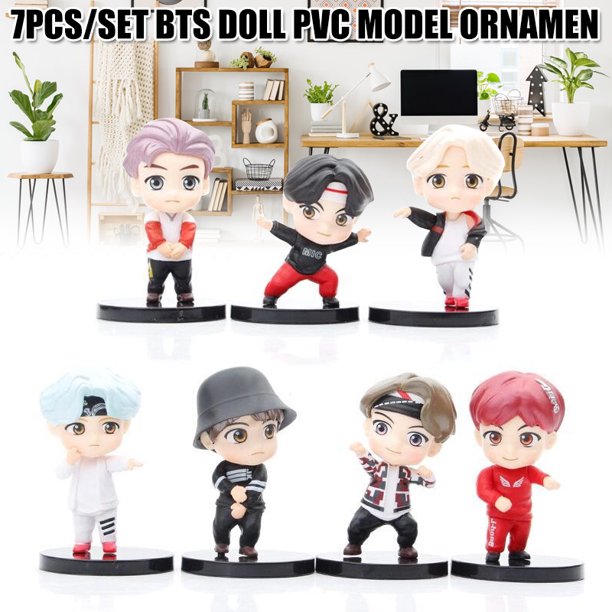 7pcs set bts tiny tan mini figure bangtan boys groups bts anime figurine toy group gift idol doll walmart com