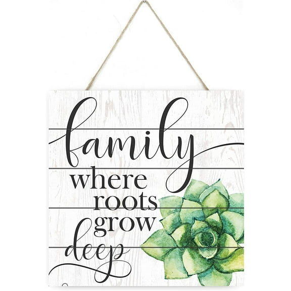 Family Where Your Roots Grow Deep Wooden Plank Sign 7.5x7.5