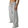 thumbnail image 2 of FRSASU Mens Baggy Loose Fit Raw Hem Sweatpants Casual Streetwear Drawstring Wide Leg Stretchy Pants with Pockets Gray, 2 of 5