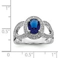 thumbnail image 2 of 925 Sterling Silver Dark Blue Glass and Cubic Zirconia Ring Size 8, 2 of 6
