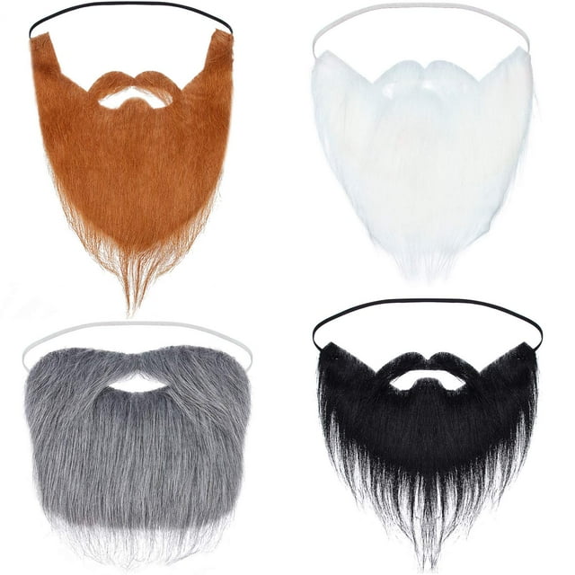 4 piezas de barbas postizas, bigote falso divertido, bigote falso para suministros de fiesta de disfraces de Halloween
