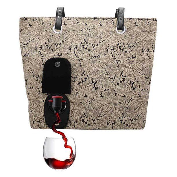 Portovino Wine Tote Paisley Fashionable Wine Purse With Hidden Insulated Compartment Holds 2 Bottles Of Wine Great Gift Walmart Com Walmart Com