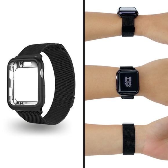 Correa metálica para Apple Watch de 40 mm + Protector lateral de pantalla. Mamá Pulpo Milanese case lateral