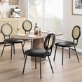 thumbnail image 1 of Qinaqin Set de 4 Negro Metálico cm Profundidadining Chairs con Alturaand- Anchooven Rattan Backrest y Cuero Sintético Seat, 1 of 6