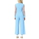 thumbnail image 3 of Inspire Chic Conjunto Mono para Mujeres, Escote en V, Manga Larga de Malla, Pantalones Anchos, Trajes de Fiesta, Talla S, Azul Claro, 3 of 6
