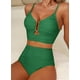 thumbnail image 2 of Bikini Herseas acanalado con aro en U y cuello en V, tiro alto, verde oscuro, talla L, 2 of 6