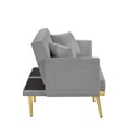 thumbnail image 5 of Convertible Futon Sofa Bed, 59 Inch Velvet Upholstered Accent Sofa with Adjustable Backrest and Metal Legs, Modern Lovseat Folding Sofa Bed with Square Armrest for Living Room Office, Gray, 5 of 7