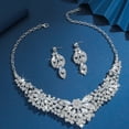 thumbnail image 4 of Faty-T Rhinestone Crystal Bridal Floral Wave Teardrop Necklace Earrings Set, 4 of 9