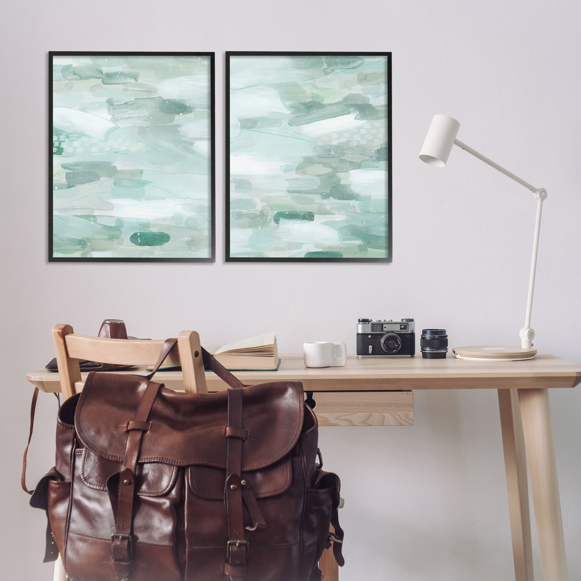 Stupell Industries Beachy Abstract Pattern Abstract Painting Black Framed Art Print Wall Art, 24 x 30, Set of 2