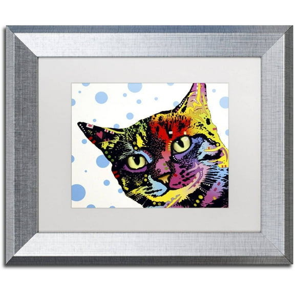 Trademark Fine Art "The Pop Cat" Canvas Art by Dean Russo, White Matte, Silver Frame