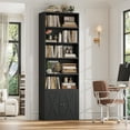 thumbnail image 3 of Hiphuta 81.5" Tall Bookcase with Doors, 5-Tier Bookshelves with Storage, 23.6"W Display Shelf with 2 Doors for Home Office, Living Room, Black, 3 of 7