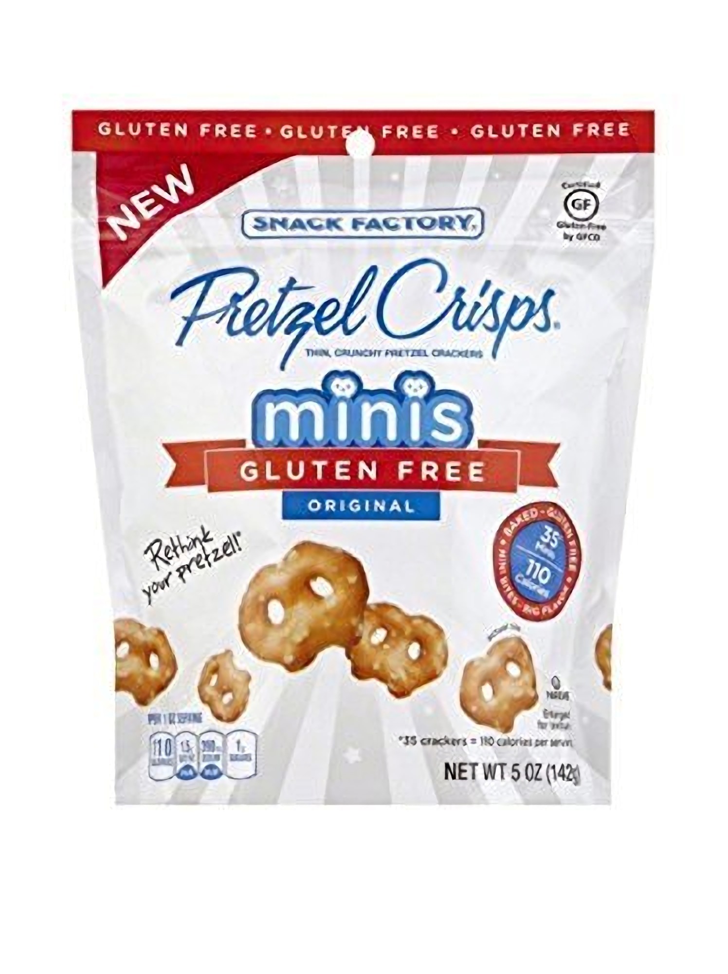 2 Set of 4 Gluten Free Pretzel Crisps Minis Original Flavor 5 oz bag