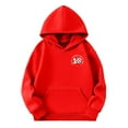 thumbnail image 3 of Tfken Hoodies For Boys Fashion Hooded Letter Print Sweatshirt Cute Red Tops Size 5-6 Years, 3 of 5