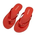 thumbnail image 2 of Qicasul Women' Flip Flops solid color Flat Flip Flop Sandals for Women Beach Rubber Shower Shoes Basic Thong Sandals Casual Summer Wear Red US Size:5.5, 2 of 7