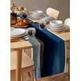 thumbnail image 6 of Multicolored Blue Table Runner-Cotton Linen- 60 Inch Holiday Dresser Scarves, White Geometric Abstract Ocean Seawave Tablerunner for Kitchen Coffee/Dining Bedroom Living Room Dinner Scarf Décor 13x60, 6 of 9